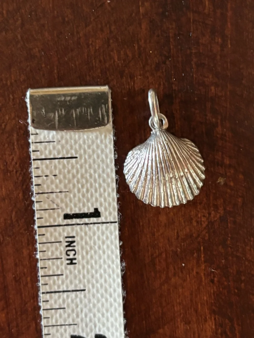 Vintage Sterling Silver Clam Seashell Pendant from Portugal